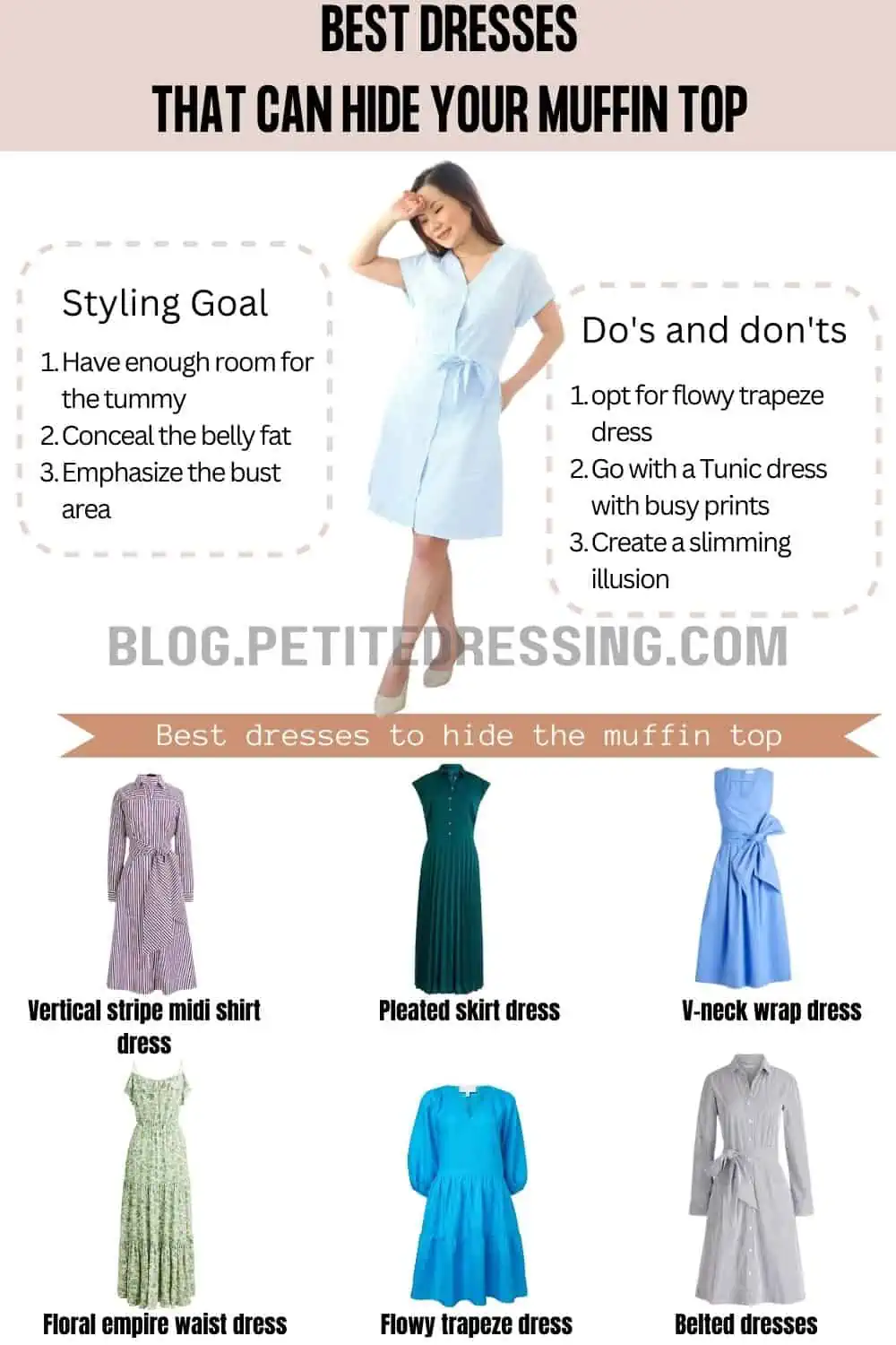 9 Types of Dresses that can Hide a Muffin Top - Petite Dressing