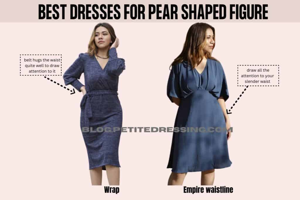 best dress for pear shaped figure- wrap and empire waist