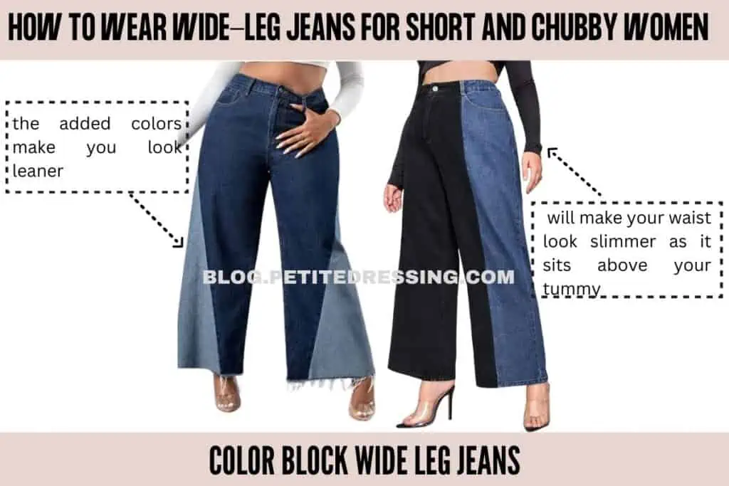 Color Block Wide Leg Jeans