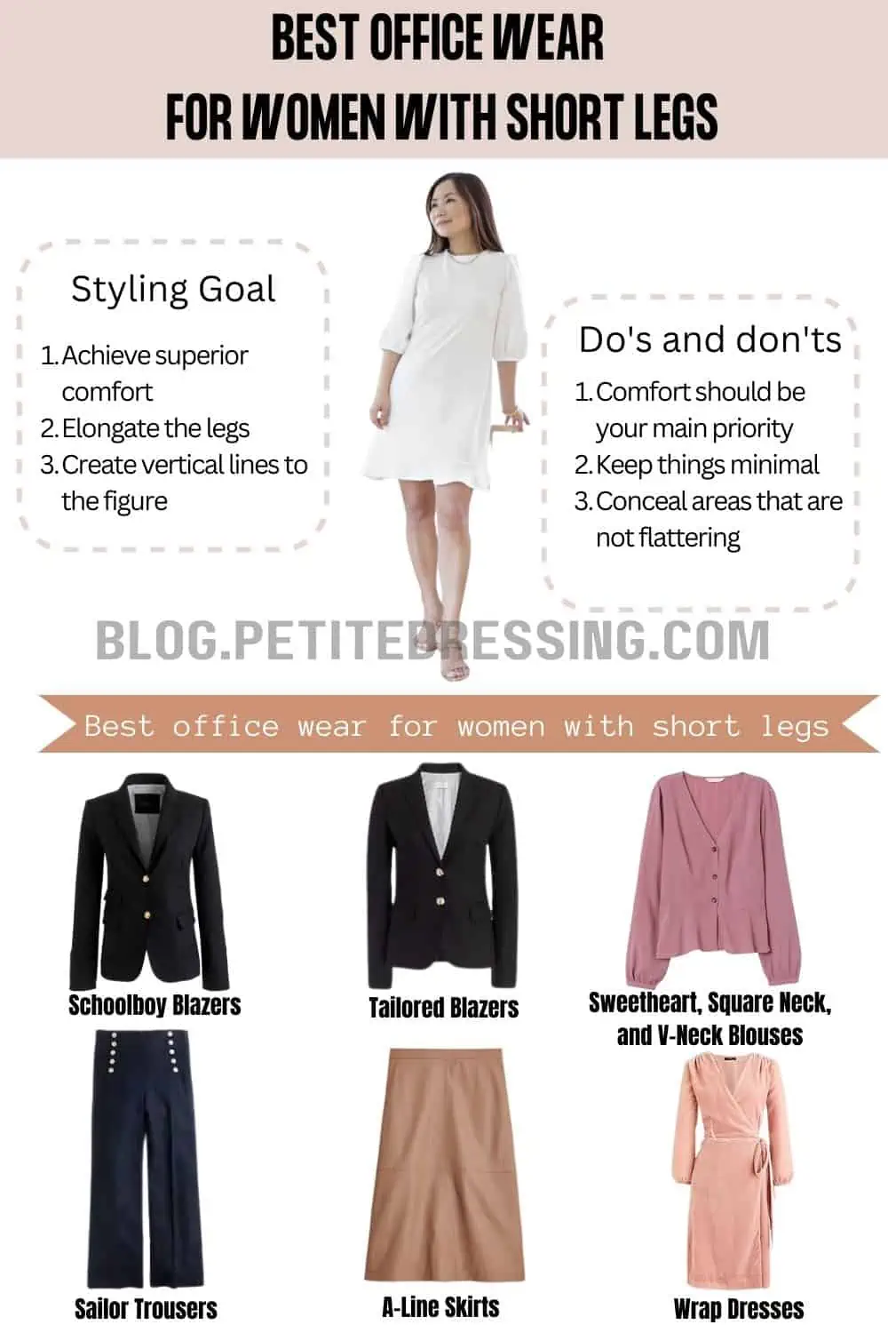 Officewear Style Guide for Women with Short Legs - Petite Dressing