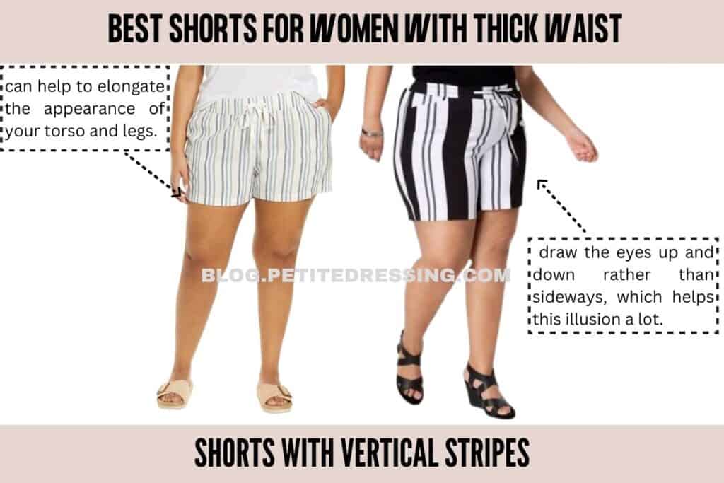 Shorts with vertical stripes