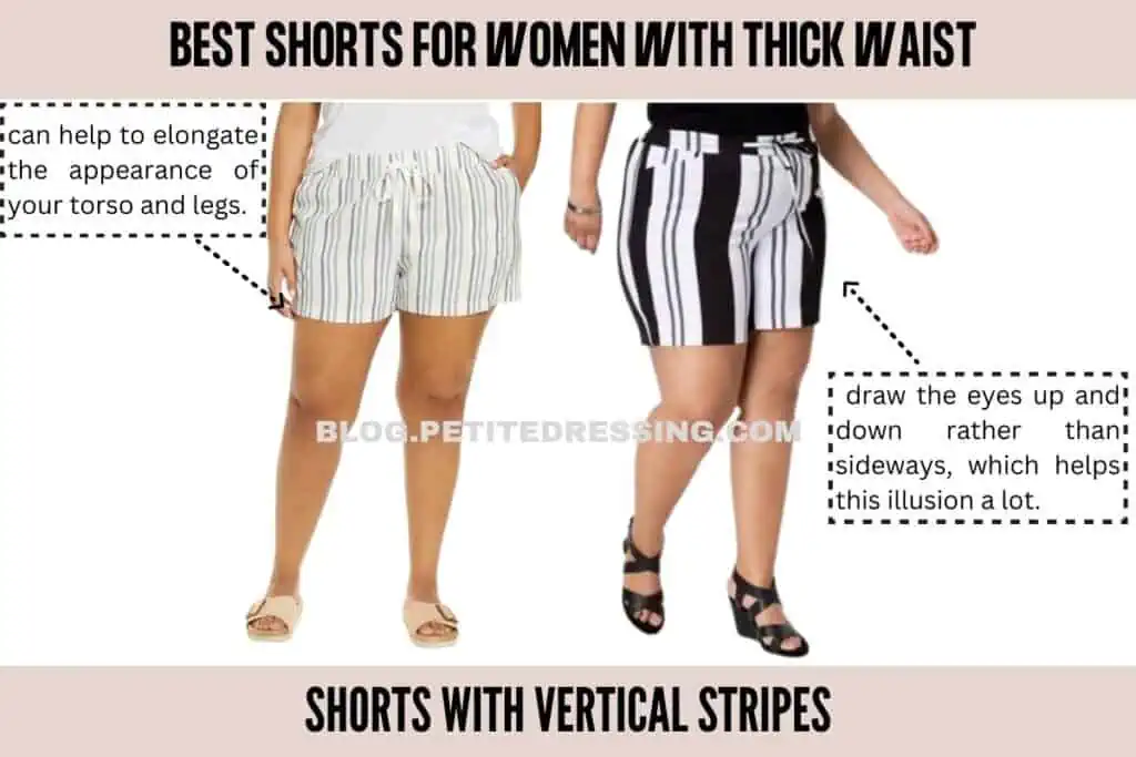 Shorts with vertical stripes