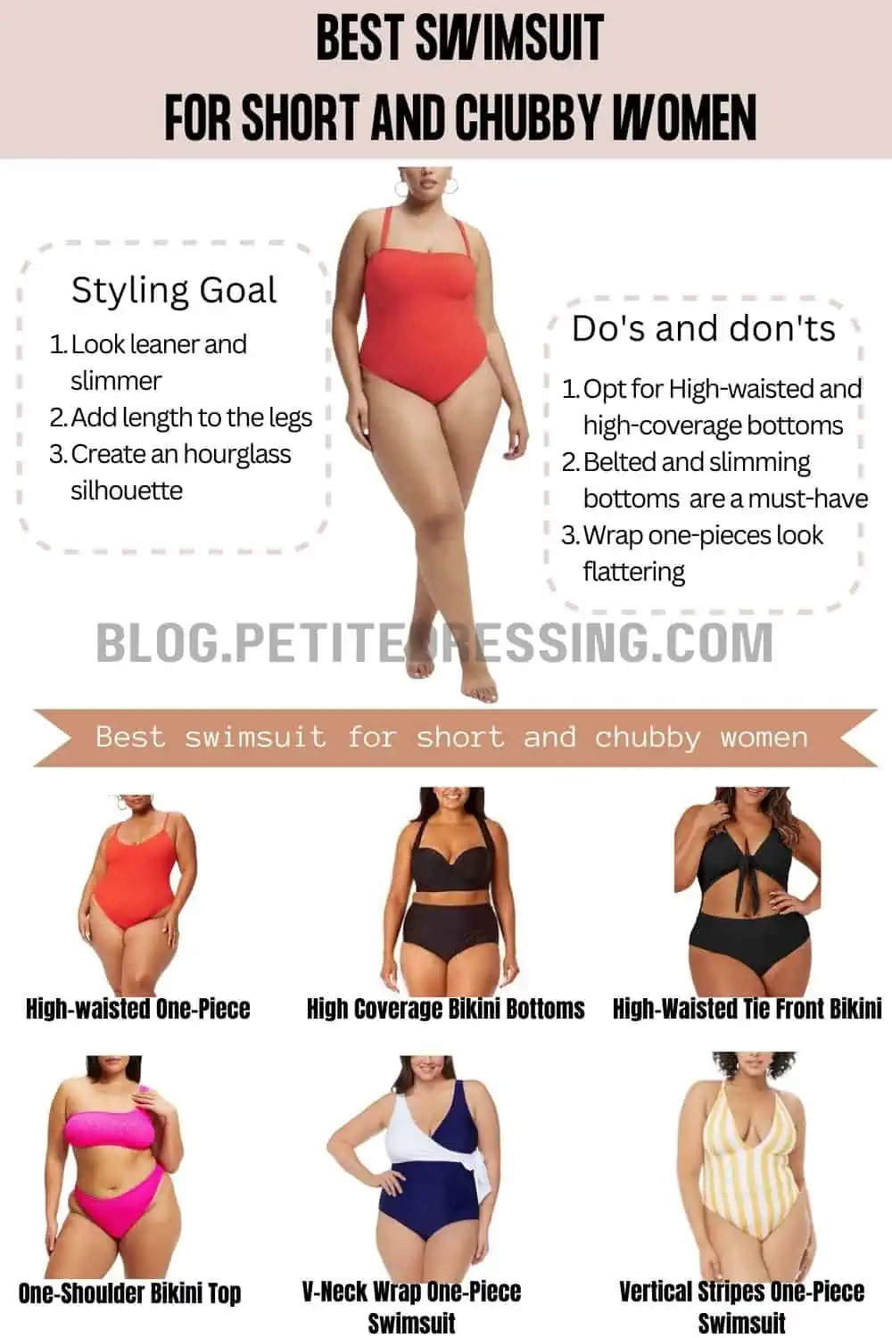 Swimsuits guide for women with a short torso - Petite Dressing