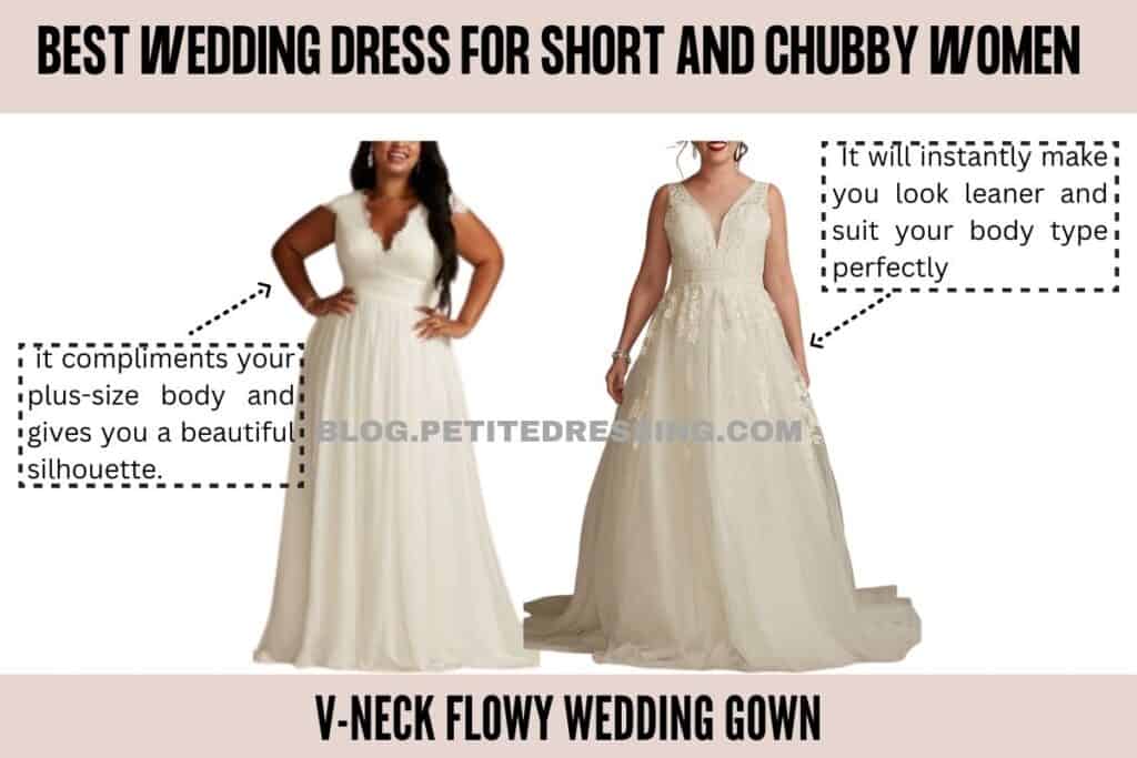 V-Neck Flowy Wedding Gown