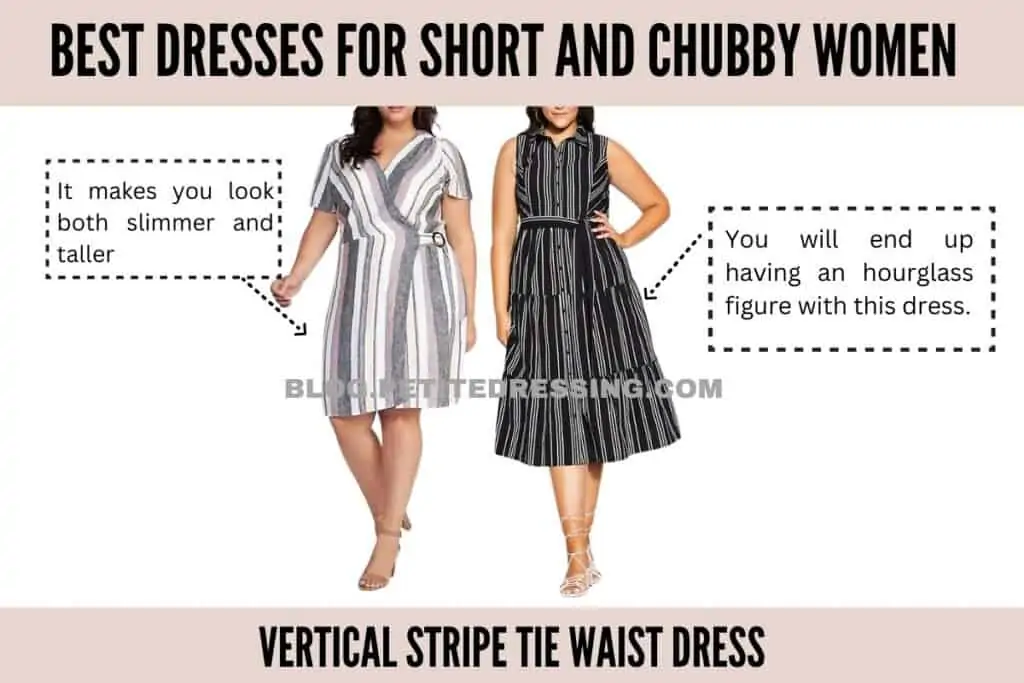 Vertical Stripe Tie Waist Dress