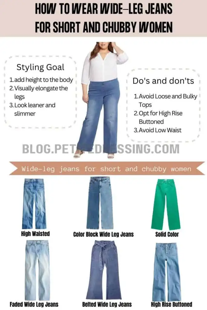 Wide-leg jeans for short and chubby women