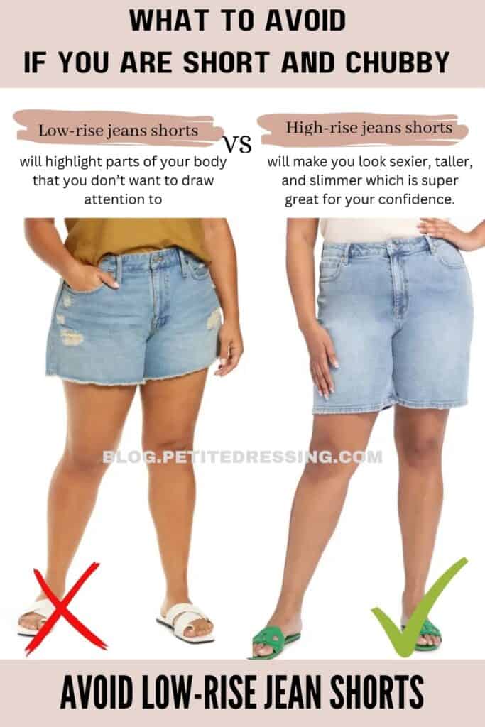 avoid Low-rise jean shorts