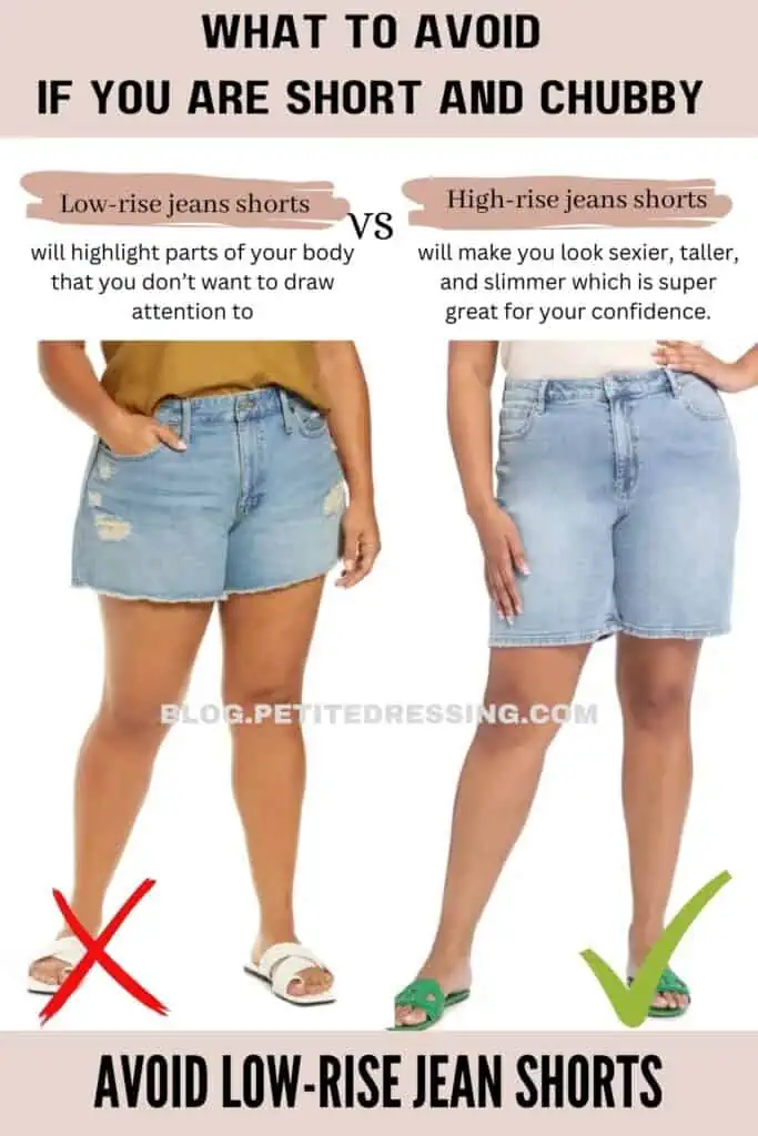avoid Low-rise jean shorts