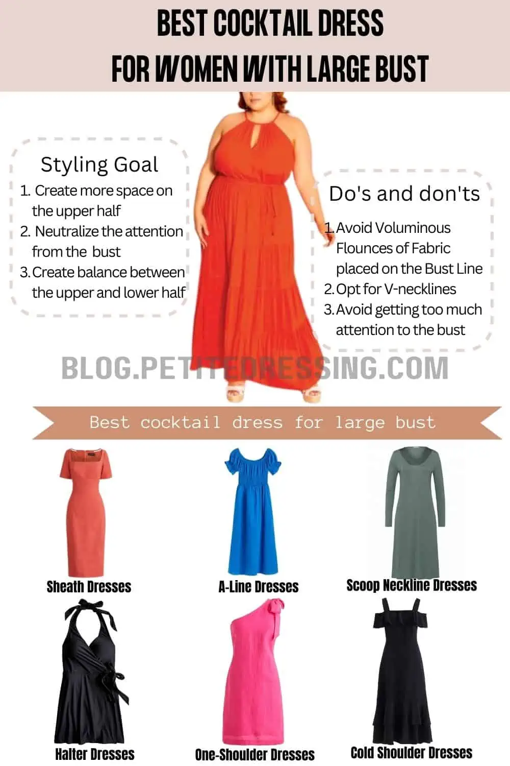 the cocktail dresses guide for women with large bust