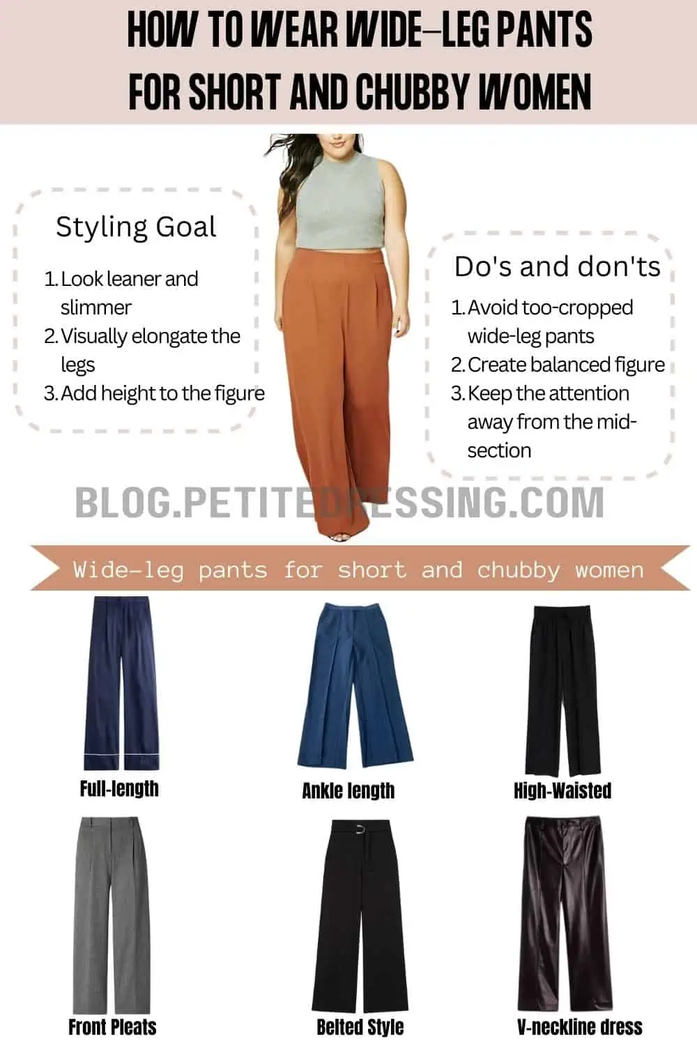 Wide Leg Pants Guide for Short and Chubby Women - Petite Dressing