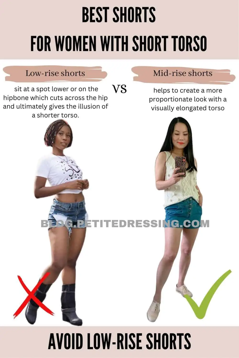 Shorts guide for women with a short torso - Petite Dressing