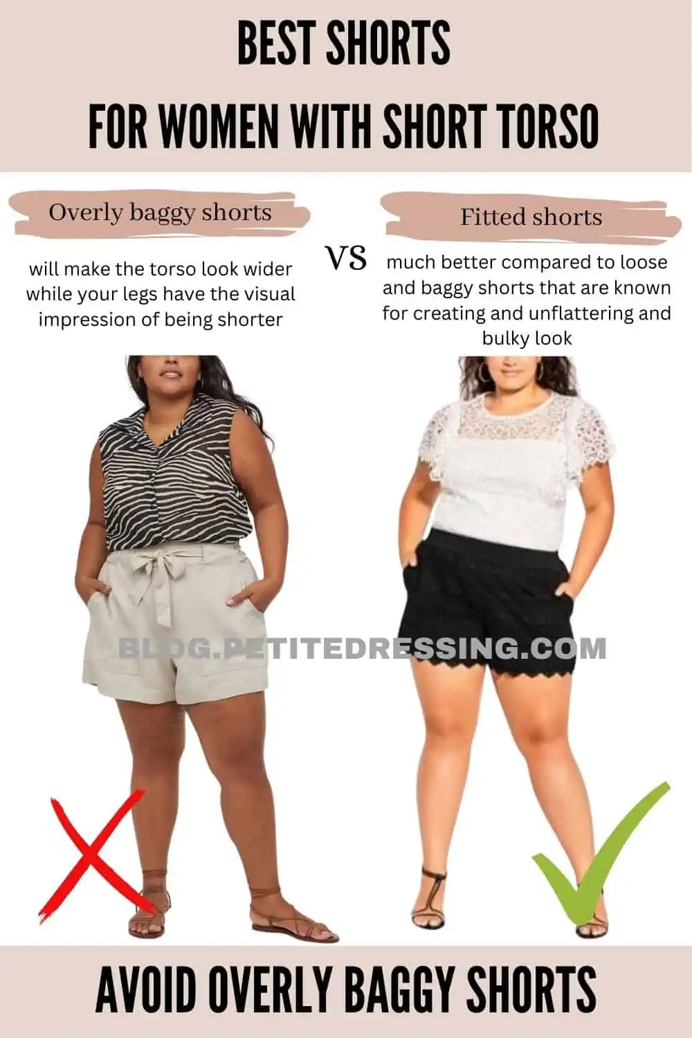 Shorts guide for women with a short torso