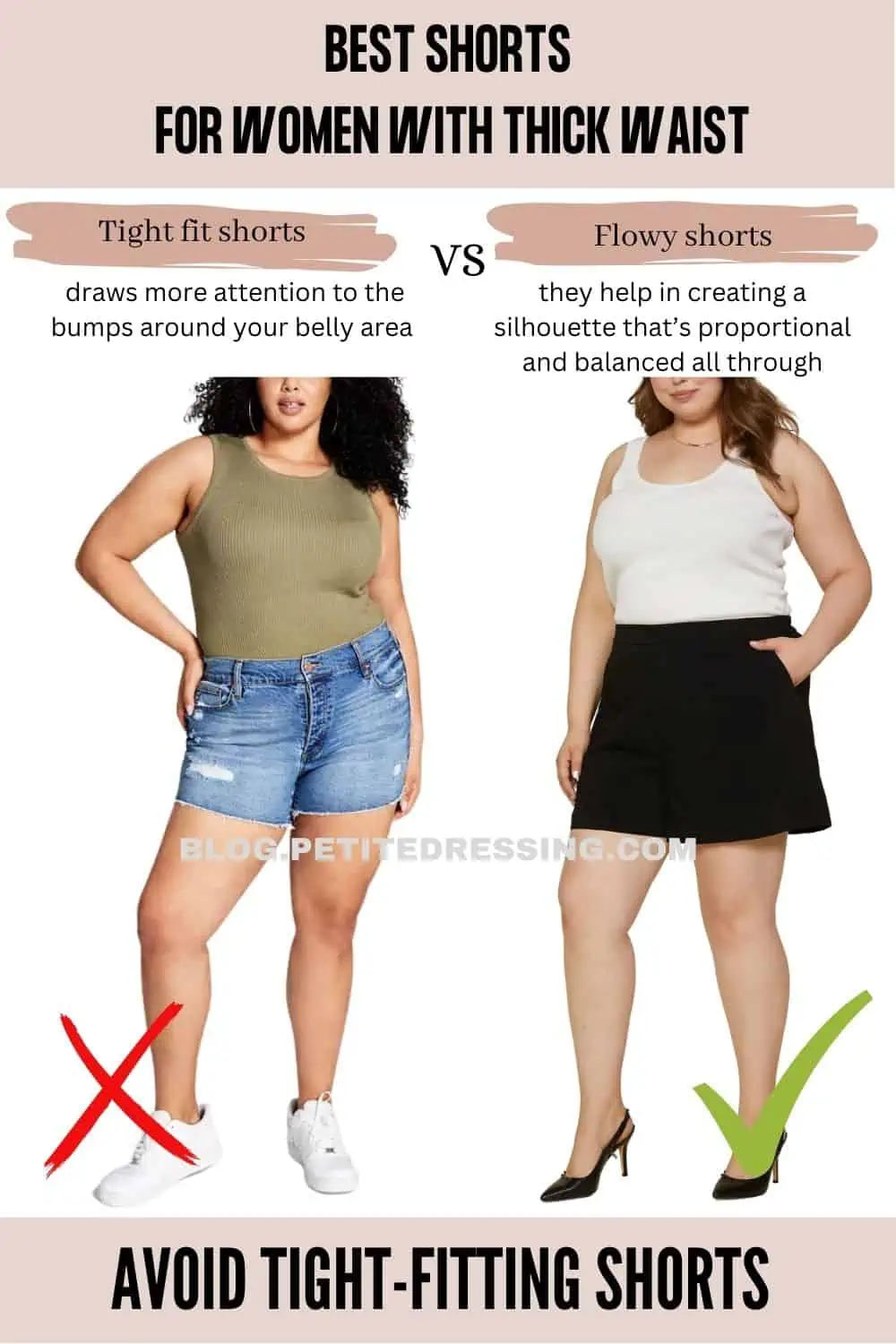 The Shorts Guide for Women with Thick Waist - Petite Dressing