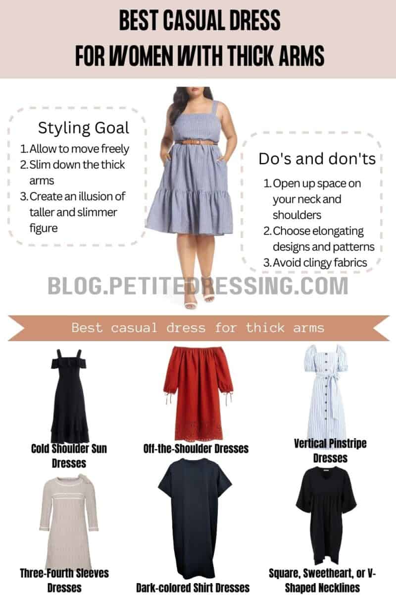 Casual Dresses Style Guide for Women with Thick Arms