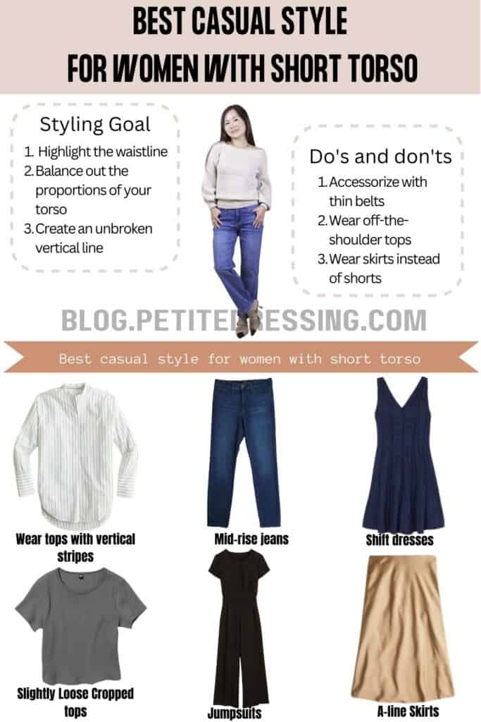 Casual style guide for women with a short torso