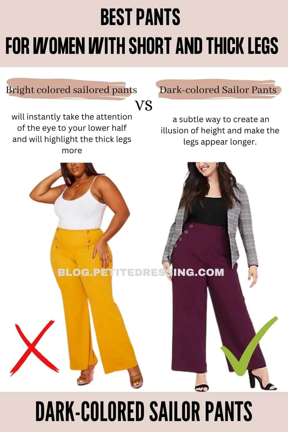 Pants Style Guide for Women with Short and Thick Legs - Petite Dressing