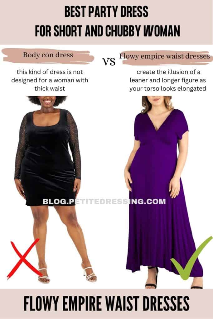 Party dresses guide for short and chubby women