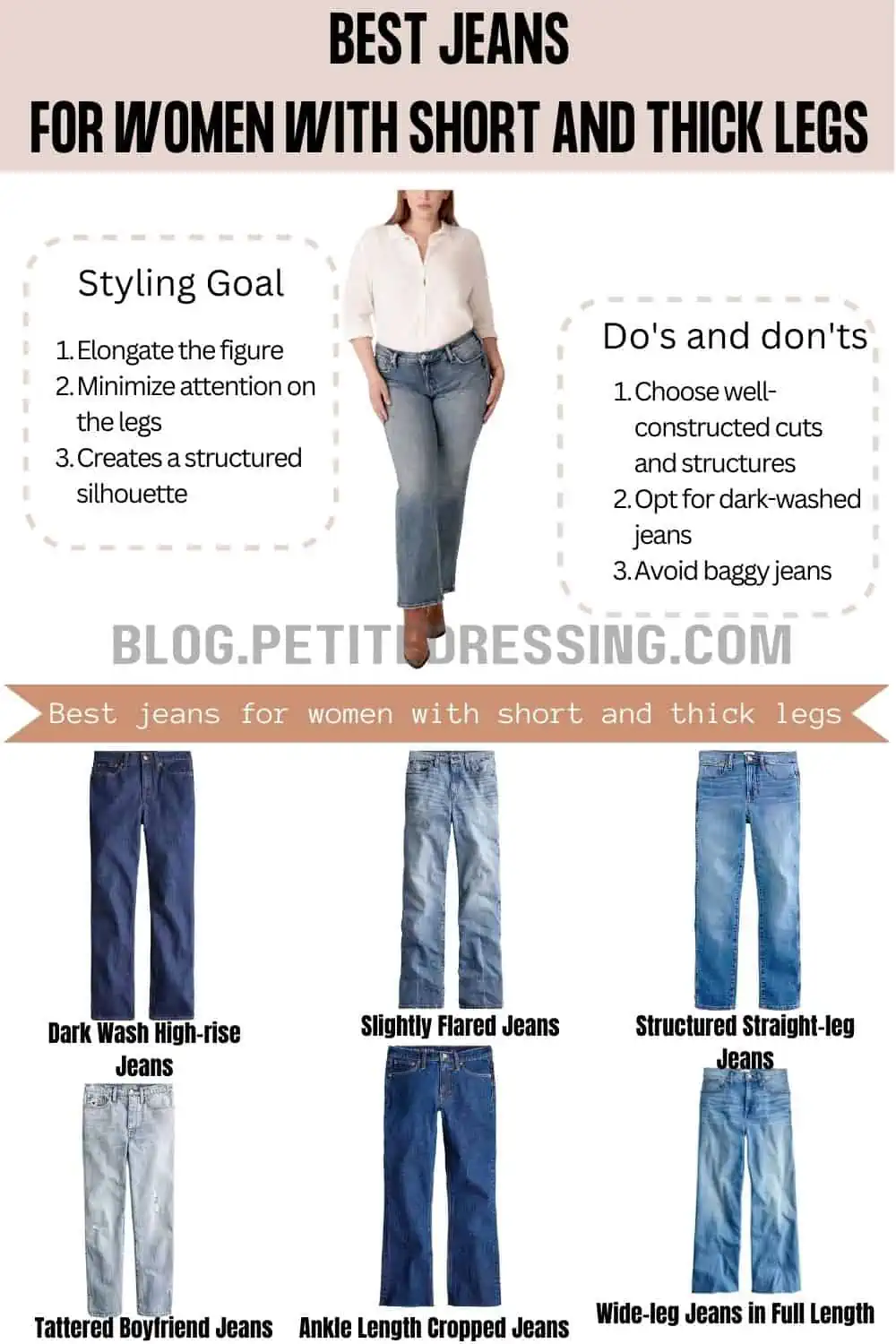 Jeans Style Guide for Women with Short and Thick Legs - Petite