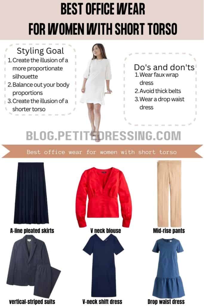 Officewear guide for women with a short torso
