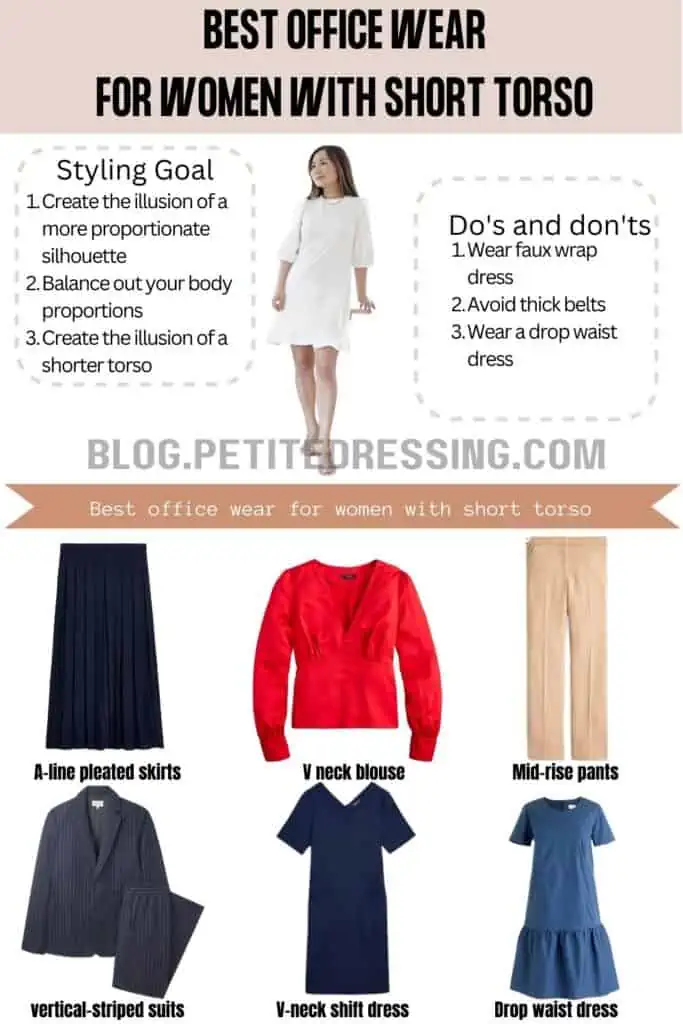 Officewear guide for women with a short torso