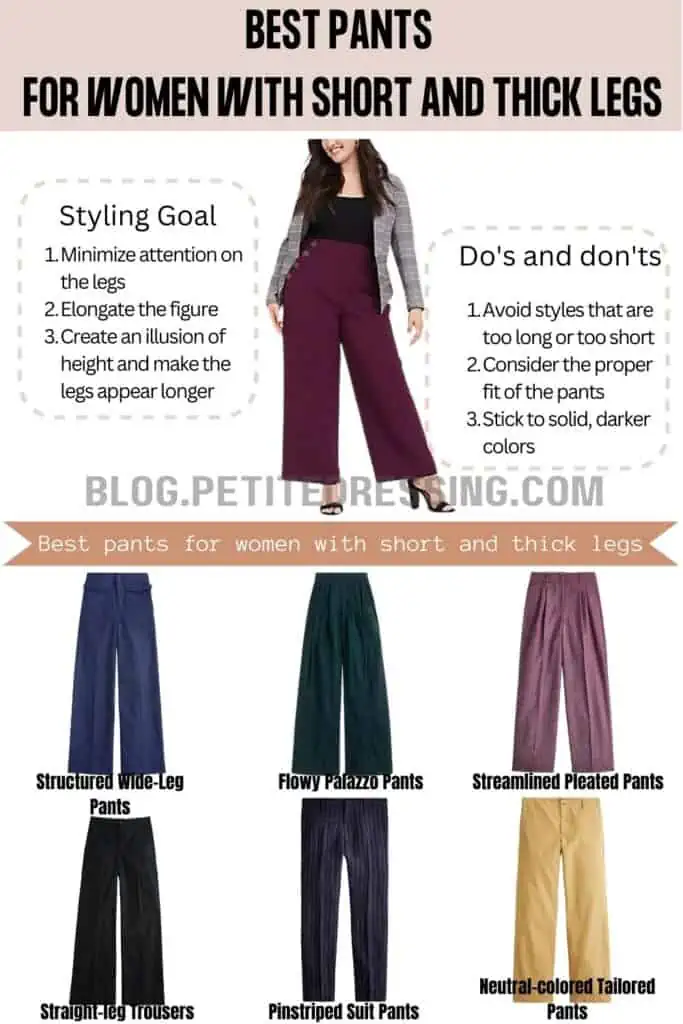 Pants Style Guide for Women with Short and Thick Legs - Petite Dressing