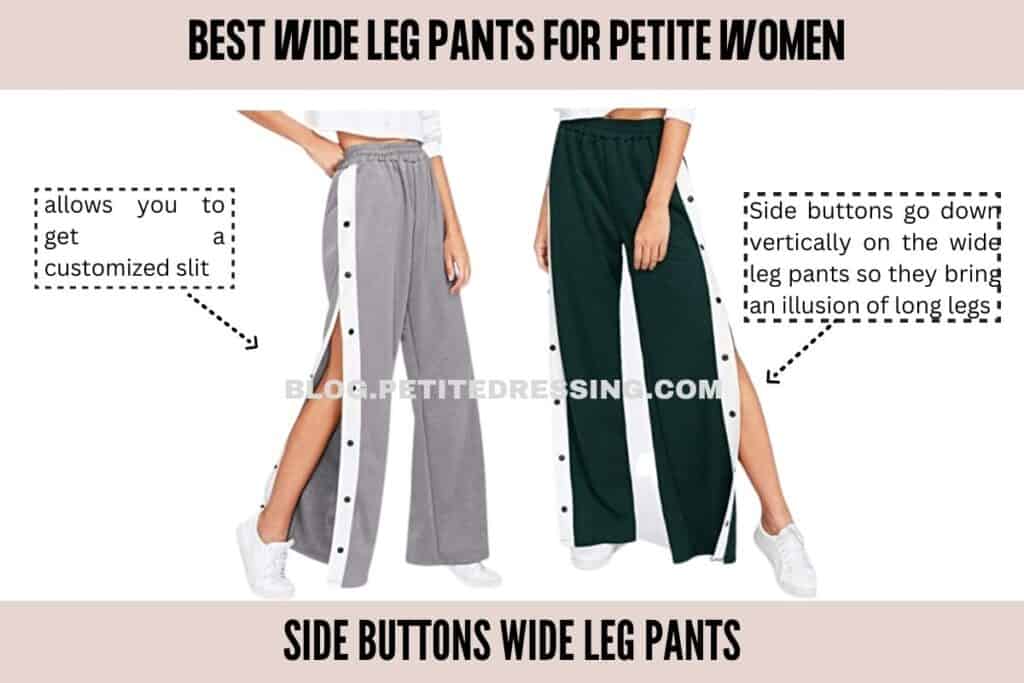 Side Buttons Wide Leg Pants