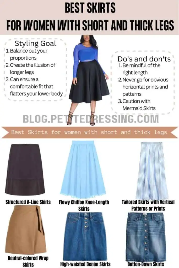 Skirt Style Guide for Women with Short and Thick Legs - Petite Dressing