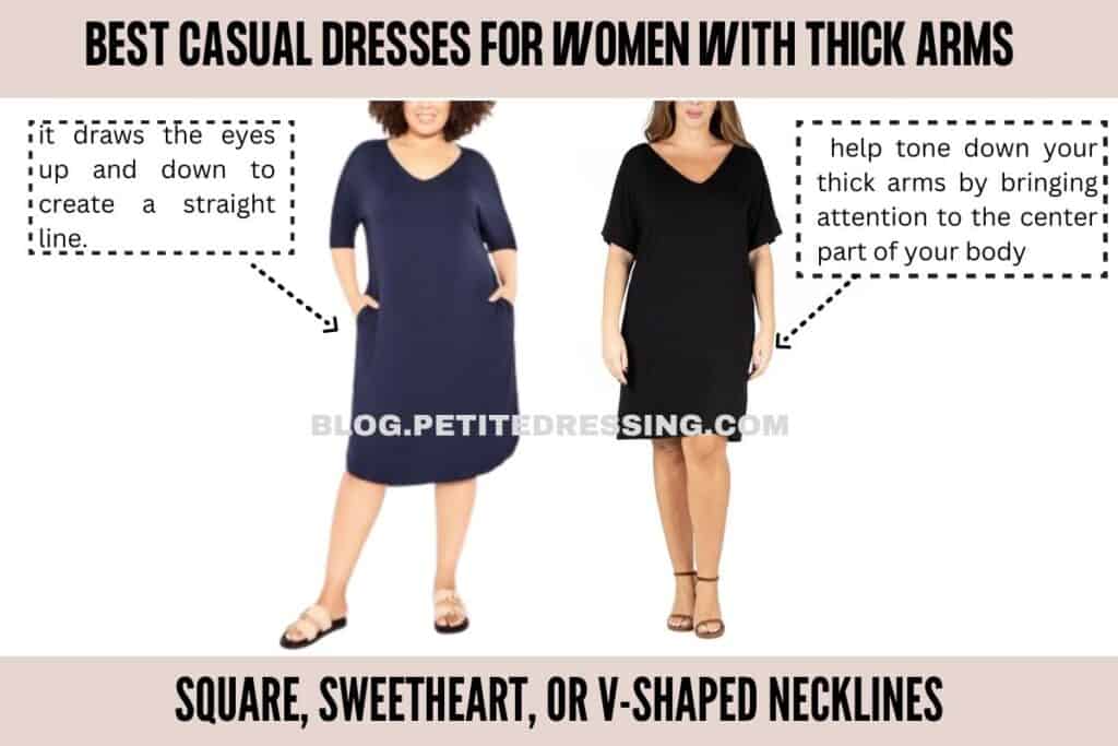 Square, Sweetheart, or V-Shaped Necklines