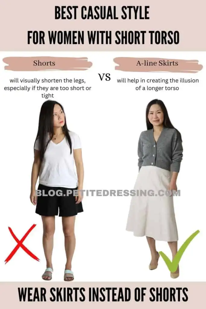 Casual style guide for women with a short torso