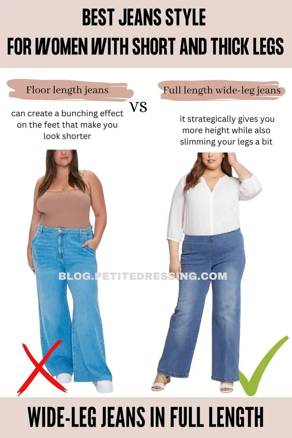 Jeans Style Guide for Women with Short and Thick Legs - Petite Dressing