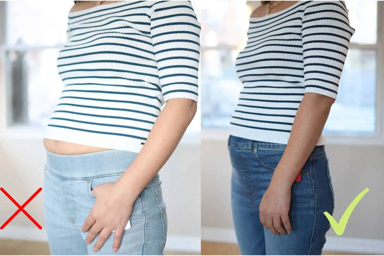 I have a noticeable belly. How can I wear over-sized tops without