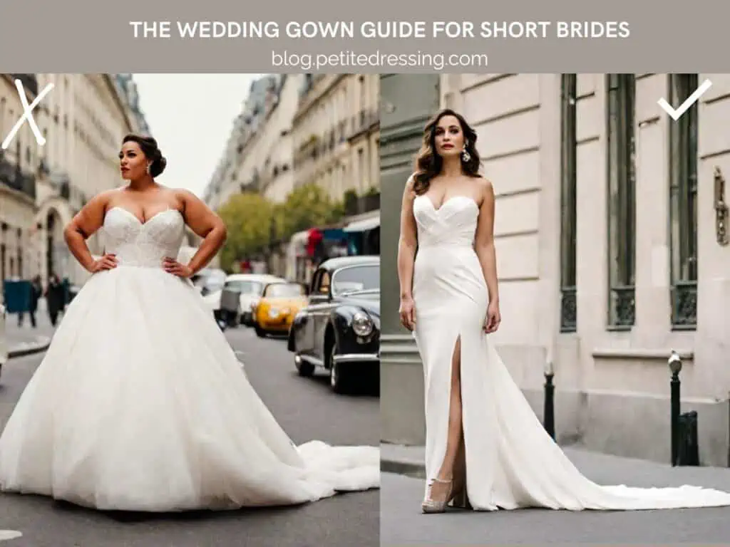 what wedding dress look good on short brides-What to avoid