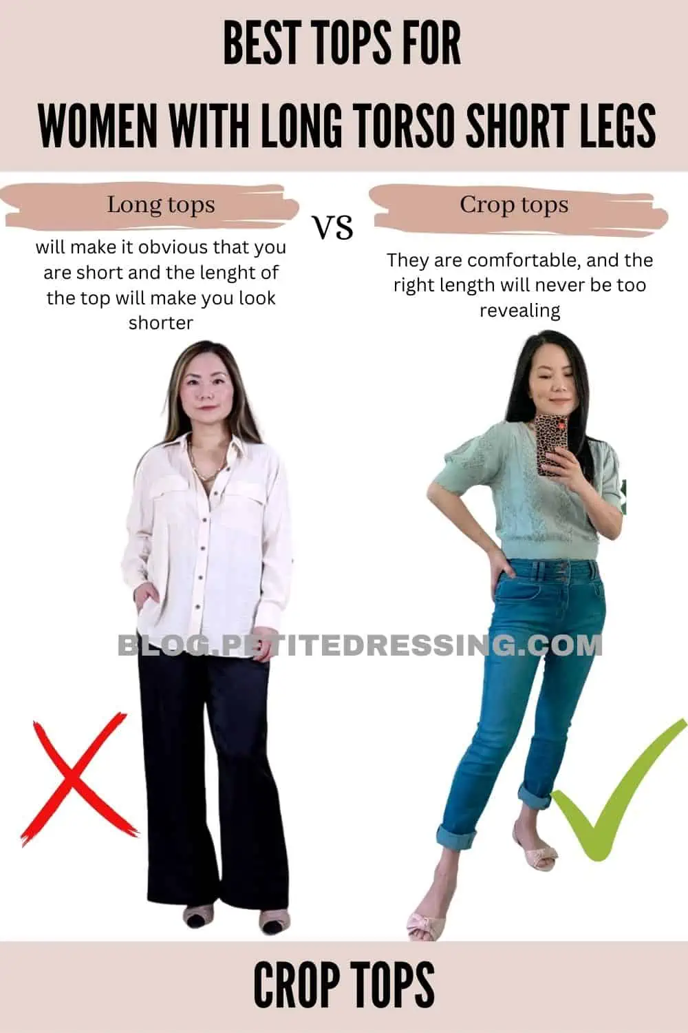 The Complete Tops Guide for Women with Long Torso Short Legs - Petite  Dressing