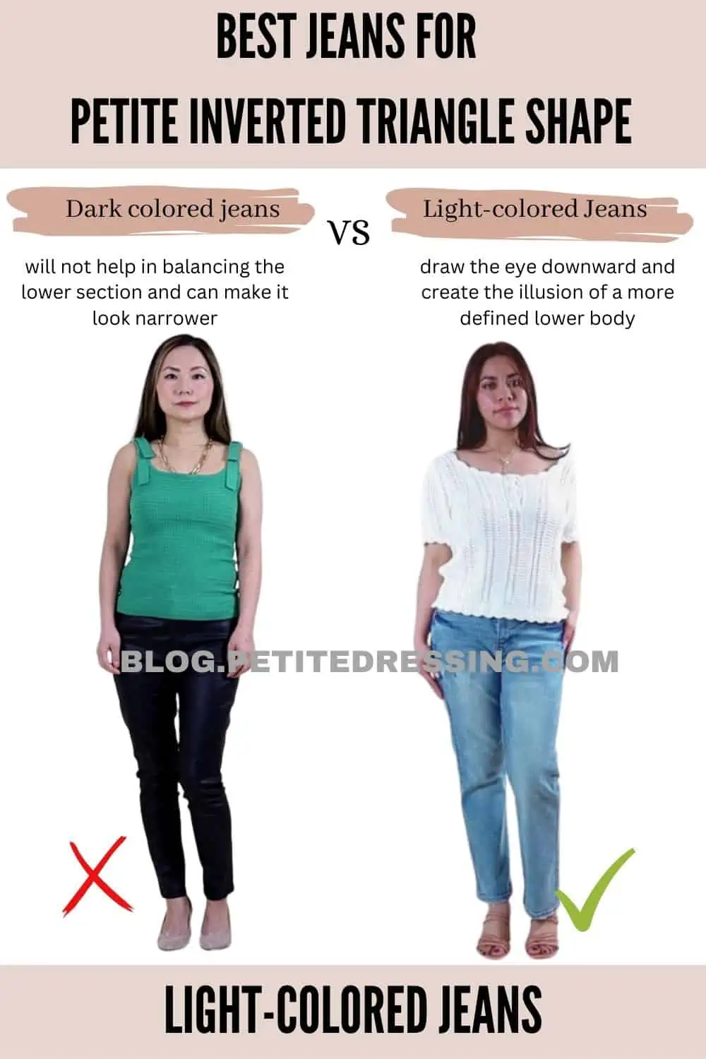 Jeans Style Guide for Petite Inverted Triangle Shape - Petite Dressing