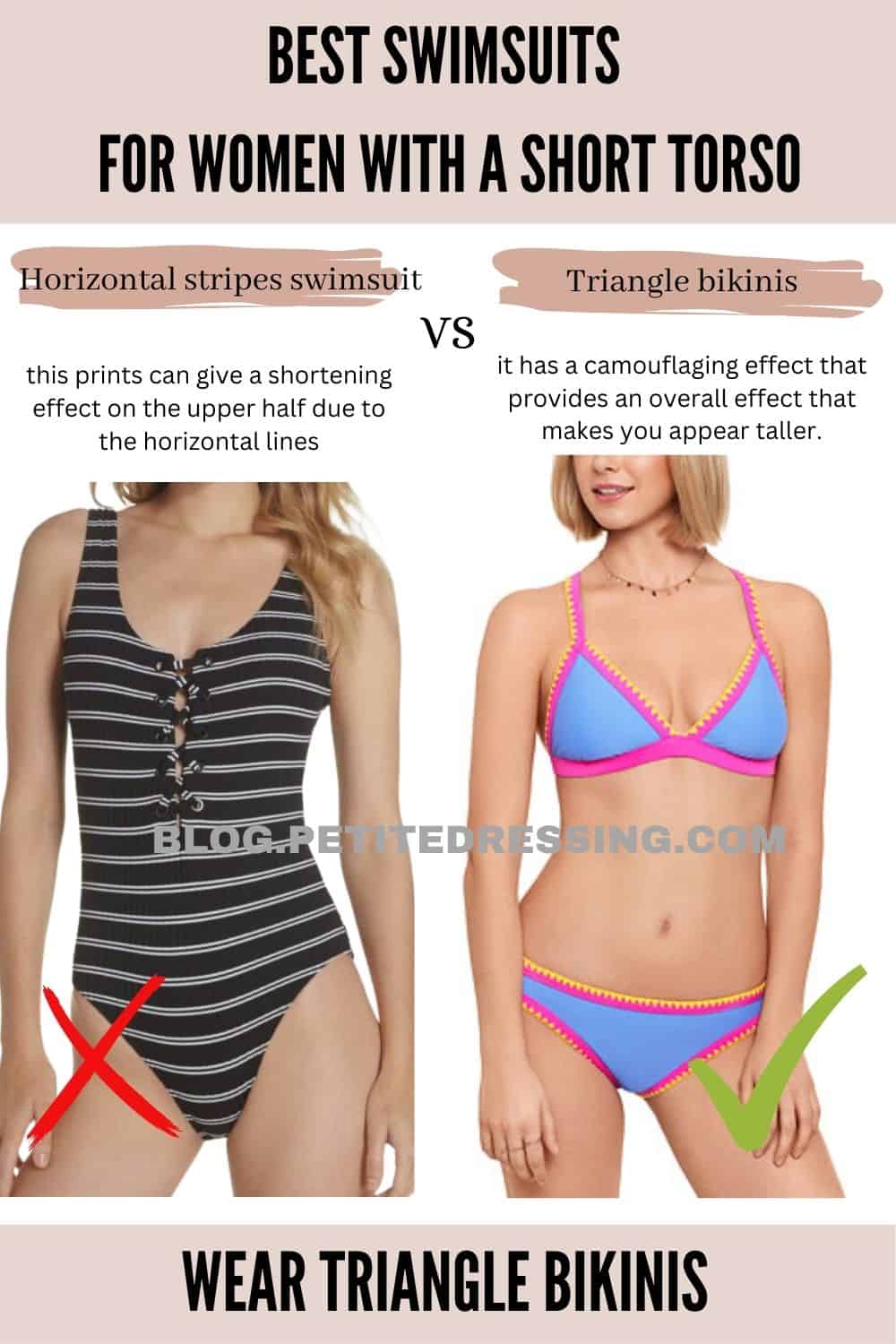 Swimsuits guide for women with a short torso