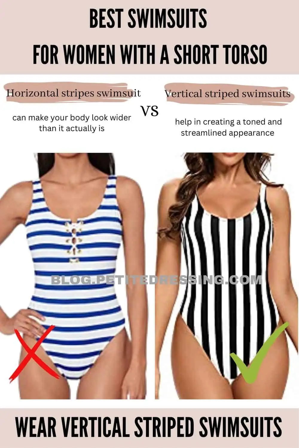 Swimsuits guide for women with a short torso - Petite Dressing