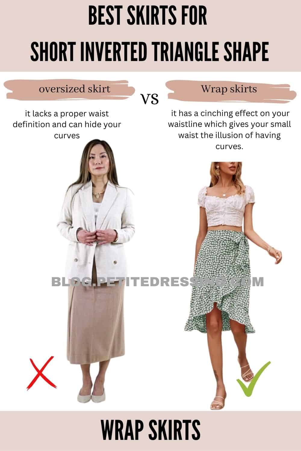 Skirts guide for petite inverted triangle shape