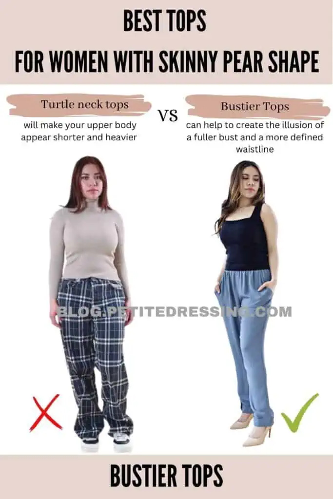 Tops Guide for Women with Skinny Pear Shape - Petite Dressing