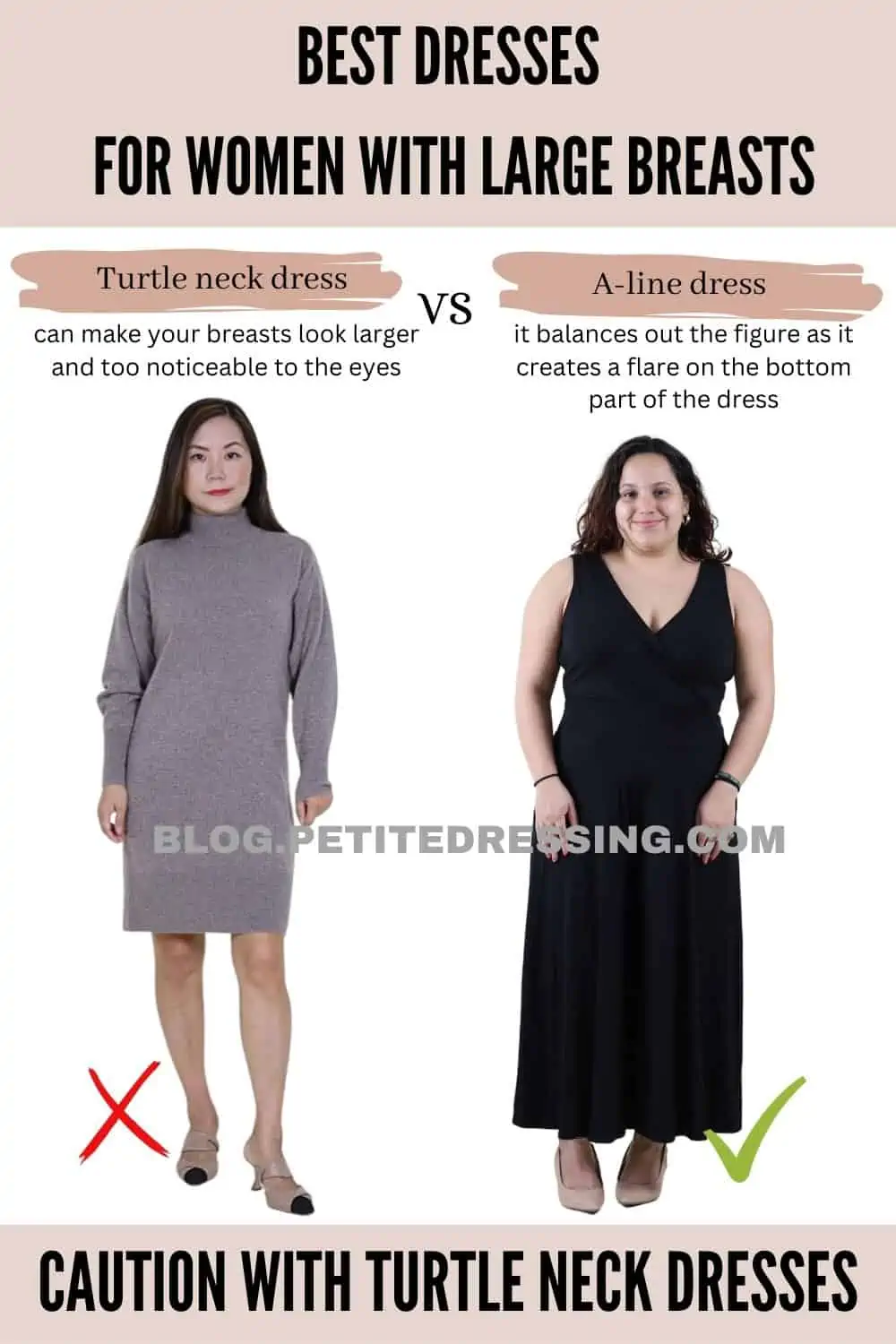 The Complete Dress Guide for Women with Large Breasts - Petite Dressing