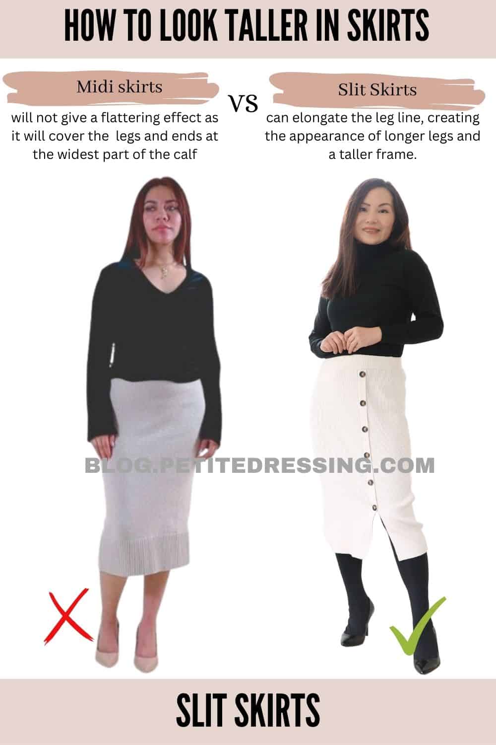 How to look taller in skirts