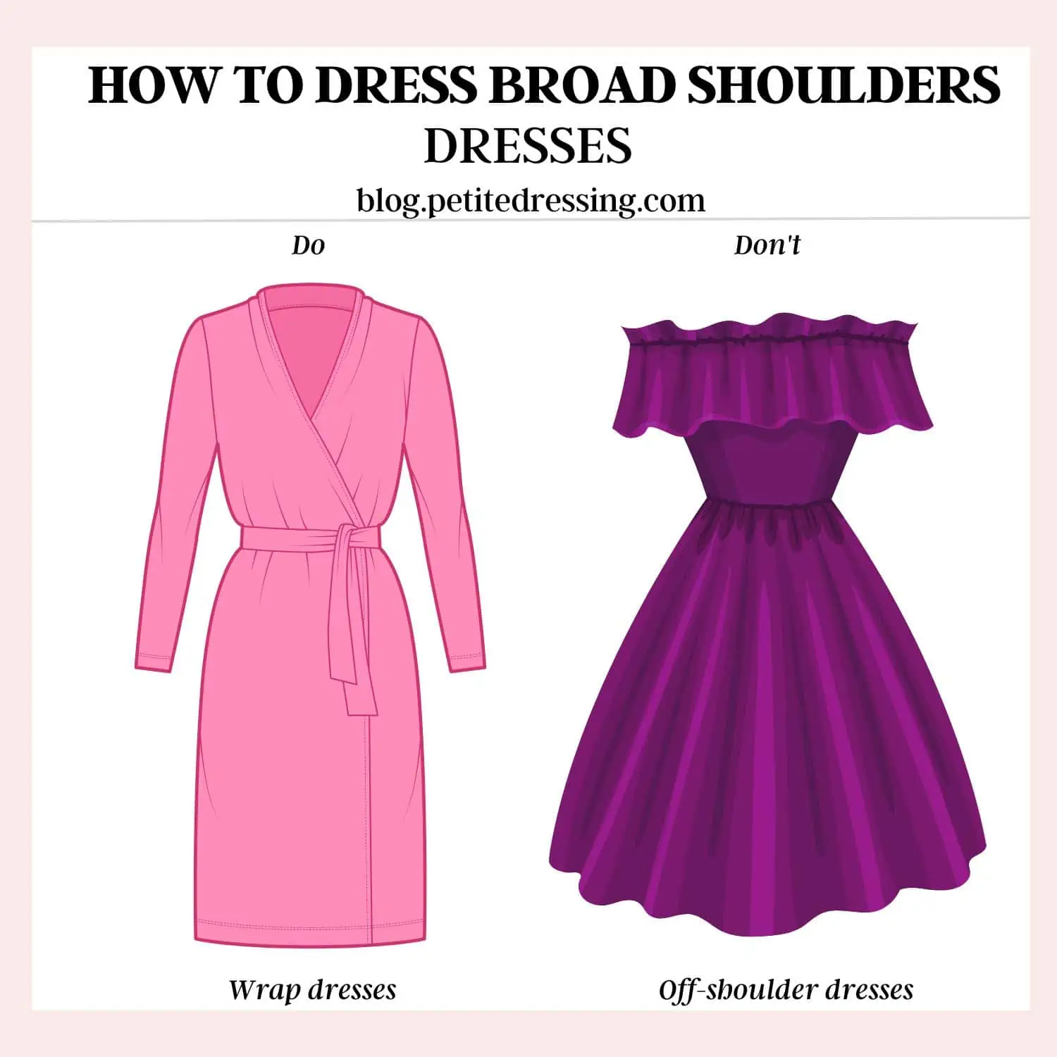 What clothes women with broad shoulders should avoid and how to hide them