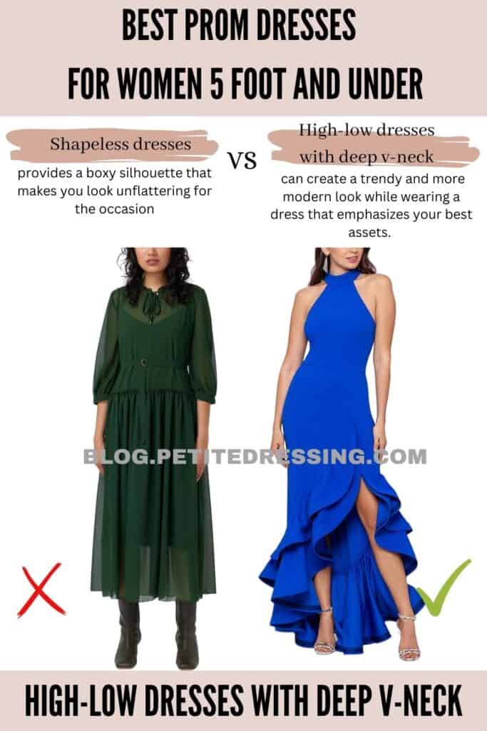 High-low dresses with deep v-neck