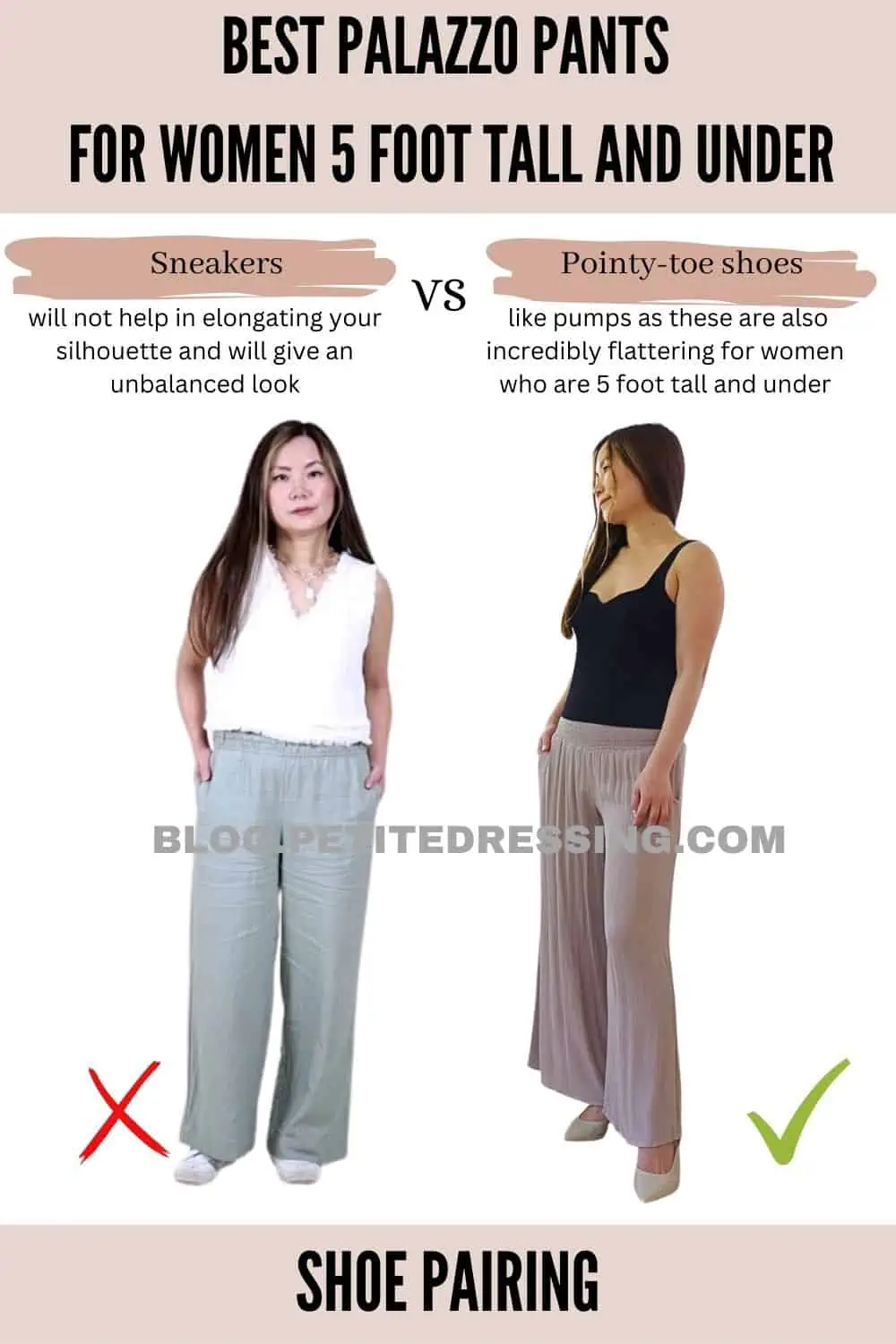 Palazzo Pants Guide for Women 5 foot Tall and under - Petite Dressing