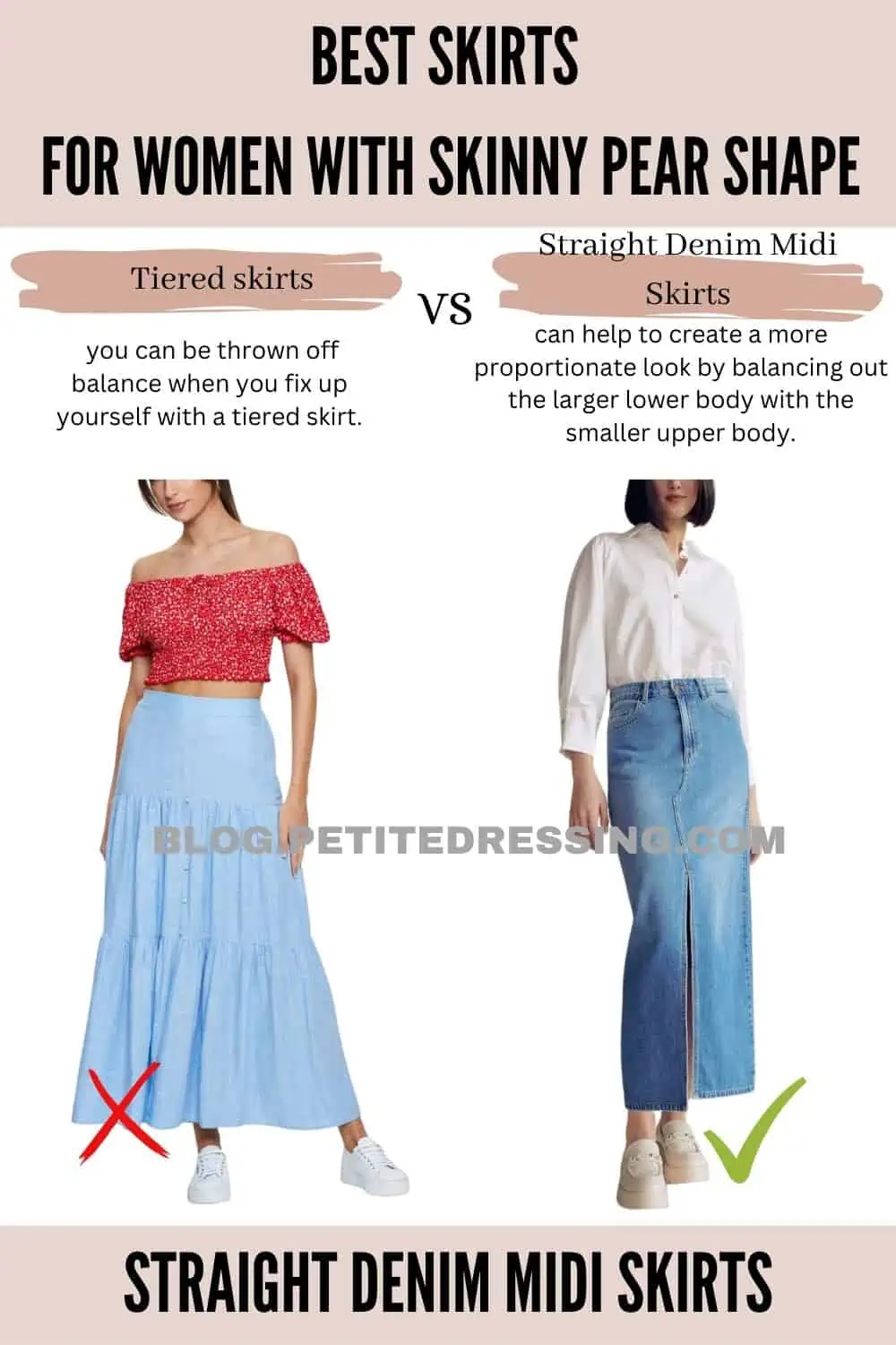 The Skirt Guide for Women with Skinny Pear Shape - Petite Dressing