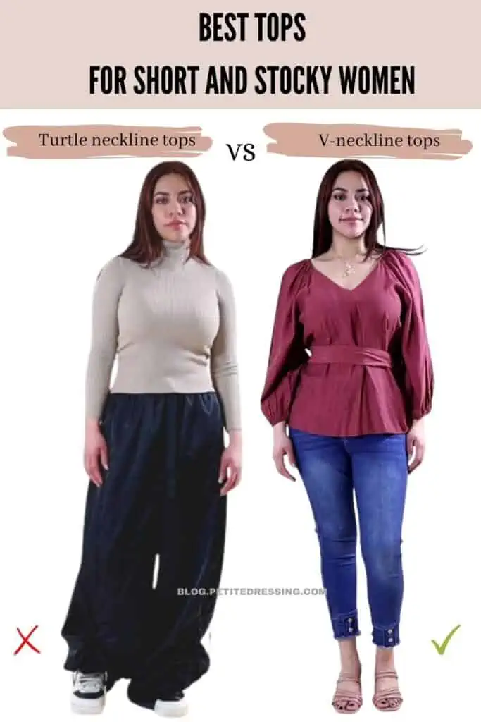 The Tops Guide for Short and Stocky Women-Open Necklines (V-Neck, Scoop, Square)