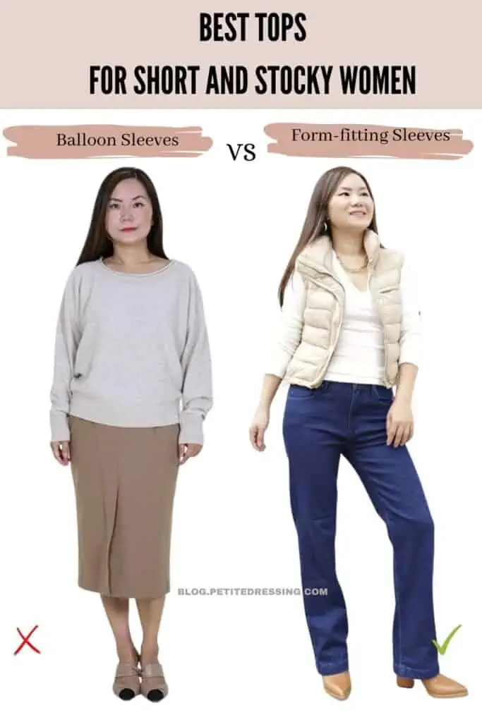 The Tops Guide for Short and Stocky Women-Tops with Form-fitting Sleeves