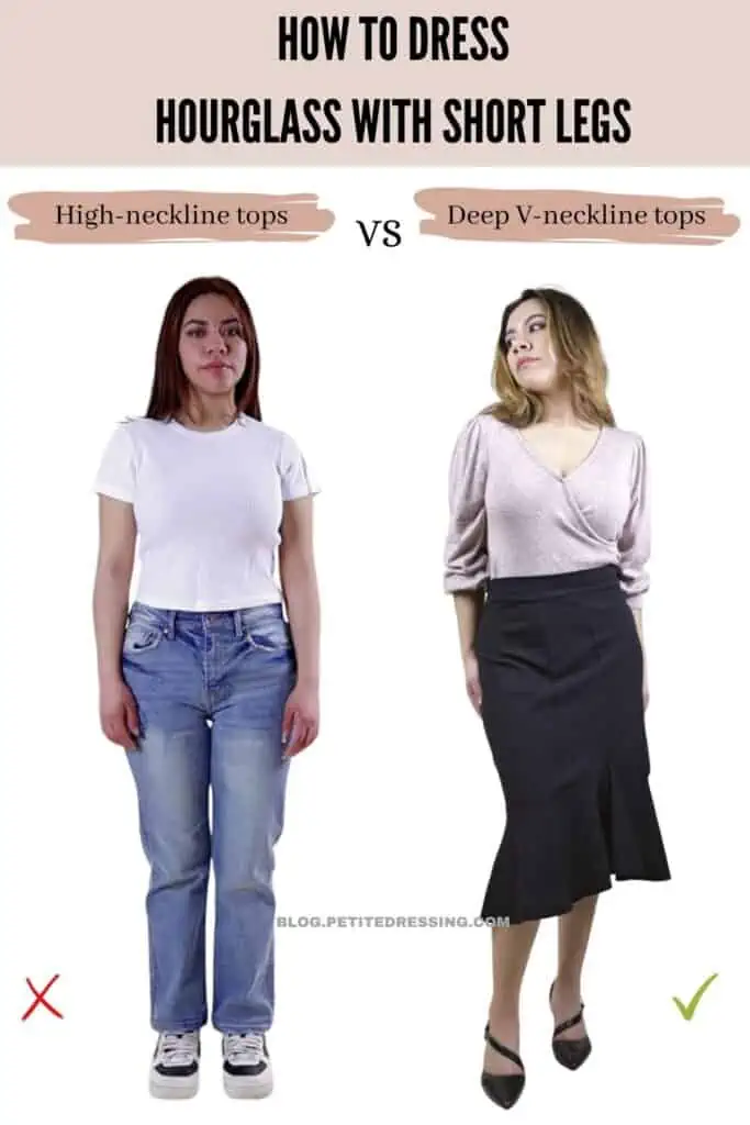 How to dress Hourglass with short legs- Go for Deep V-Necklines