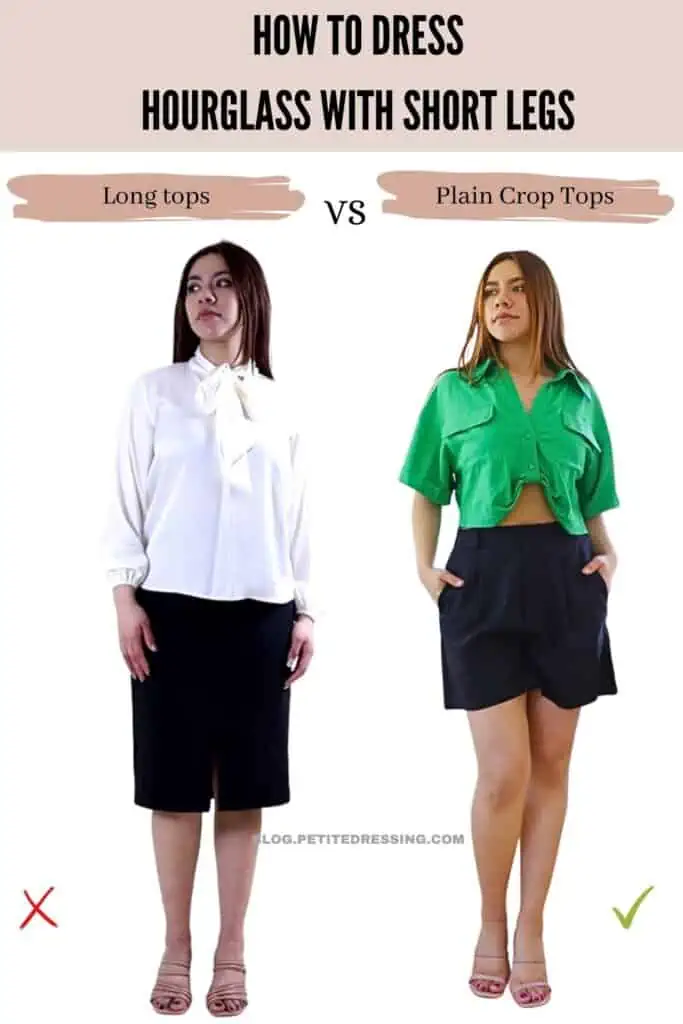 How to dress Hourglass with short legs- Go for Plain Crop Tops