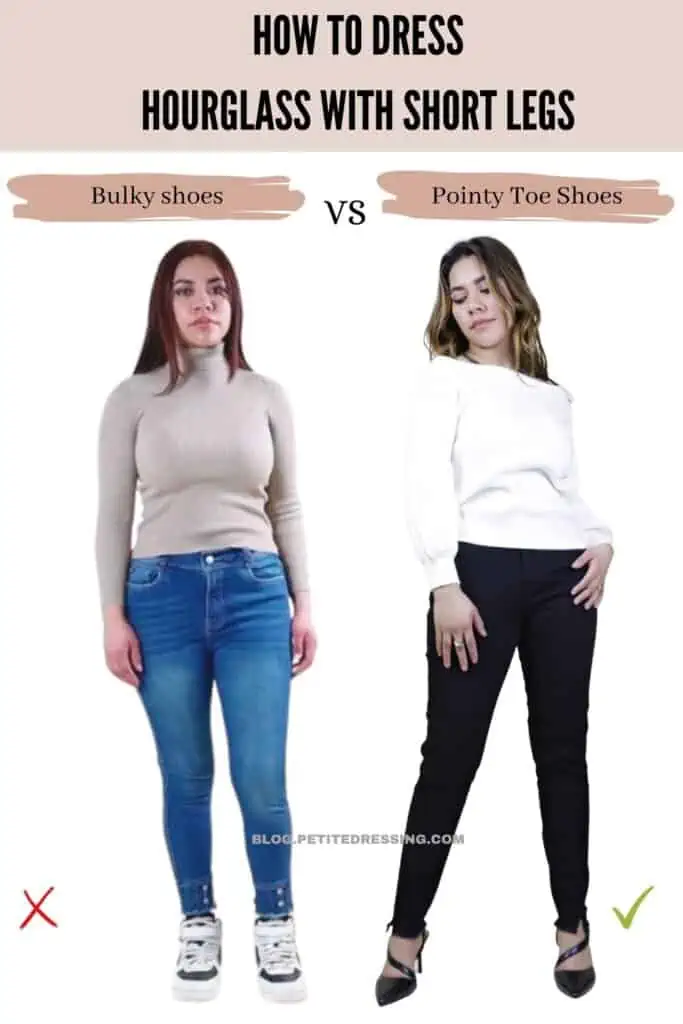 How to dress Hourglass with short legs- wear Pointy Toe Shoes