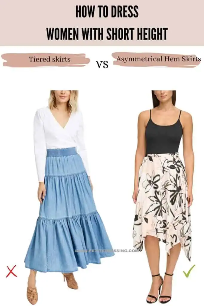How to dress Women with Short Height- Asymmetrical Hem Skirts